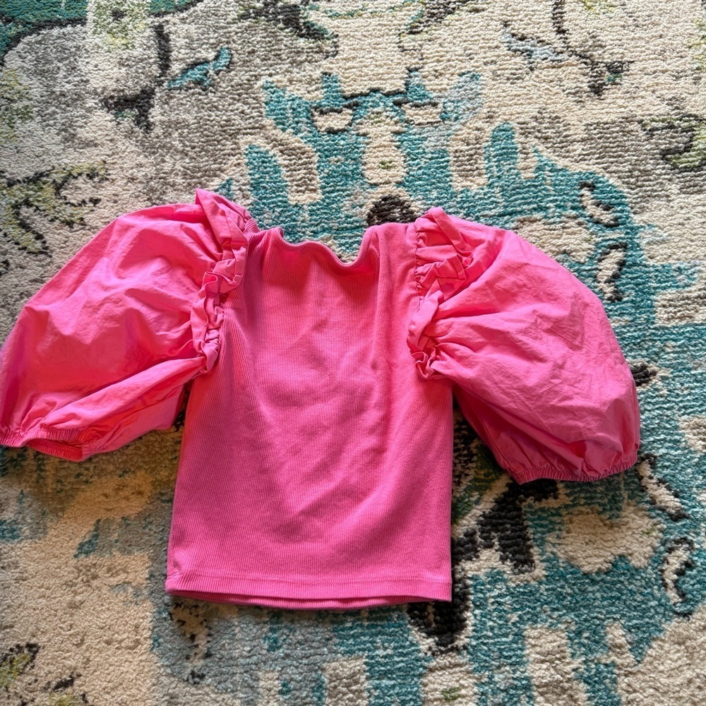 ZARA Pink Puff Sleeve Crop Top – Size Small - Picture 6 of 6